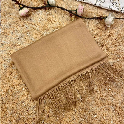 Cachecol Pashmina Unissex Liso 130g com Franjas